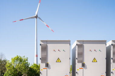 Trevi battery park with wind turbine