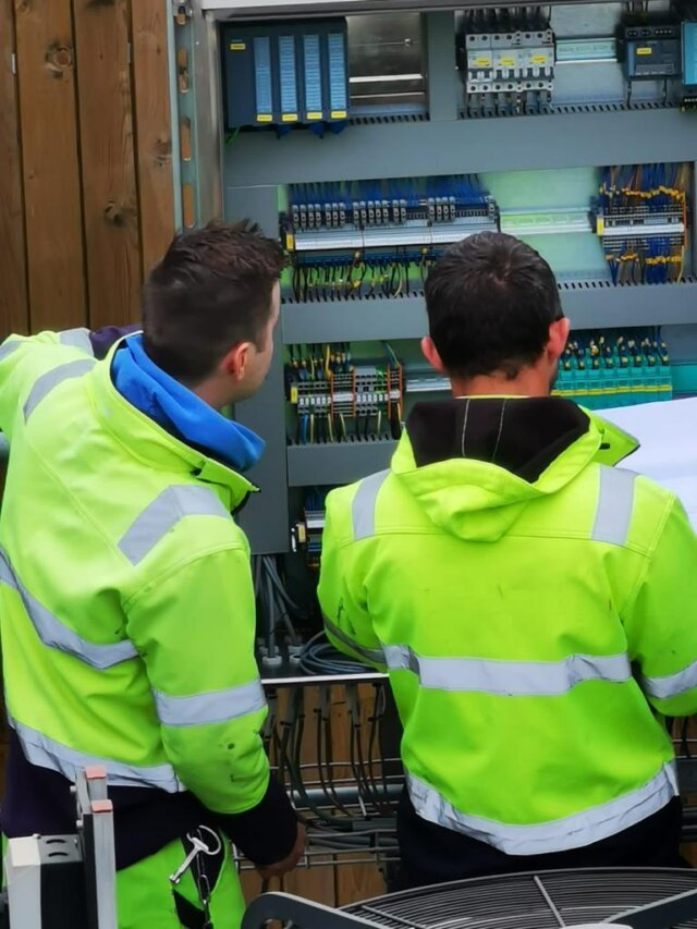 Trevi engineer performing monitoring and maintenance on solar, wind and battery installations to ensure long‑term safety and performance.